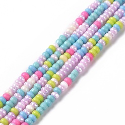 Colorful Glass Seed Bead Strands, Round Hole, Round, Colorful, 2.5~3x1.8~2.5mm, Hole: 1mm, about 191~200pcs/strand, 16.06~16.26 inch(40.8~41.3cm)