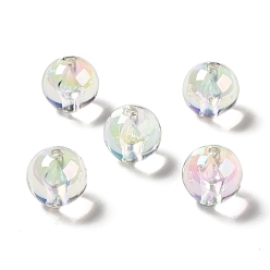 Clear UV Plating Rainbow Iridescent Acrylic Beads, Round, Clear, 15~15.5x15.5~16mm, Hole: 2.7mm