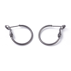 Gunmetal Brass Hoop Earrings, Ring, Gunmetal, 20x1.5mm, Pin: 0.6mm