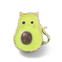 Зелено-Желтый Брошь из сплава авокадо с кошкой, мультяшный значок для рюкзака, зеленый желтый, 16x15x11 мм
