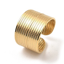 Real 18K Gold Plated 304 Stainless Steel Open Cuff Rings, Wide Band Ring, Real 18K Gold Plated, US Size 6 3/4(17.1mm)