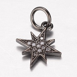 Bronze Micro cuivres ouvrent charmes de zircons, étoiles, gris anthracite, 14x12x2mm, Trou: 4mm