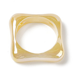Light Khaki Opaque Acrylic Linking Rings, Irregular Square with Inner Round, AB Color Plated, Light Khaki, 22.5x22.5x6mm, Inner Diameter: 17.5mm