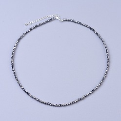 Térahertz Pierre Colliers de perles en pierre terahertz, avec fermoirs mousquetons en laiton  , perles rondes à facettes, 16.5 pouces ~ 16.7 pouces (42~42.5 cm) x2 mm