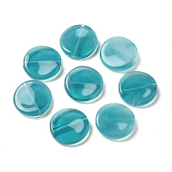 Dark Turquoise Transparent Acrylic Beads, Flat Round, Dark Turquoise, 11.5x2.7mm, Hole: 1.2mm, about 1580pcs/500g