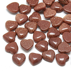 Goldstone Synthetic Goldstone Cabochons, Heart, 15x18x6mm