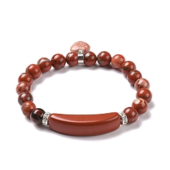 Jaspe Bracelets de charme en perles de jaspe naturelles, cœur, 2-1/4 pouces (56 mm)