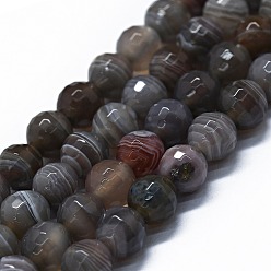 Botswana Agate Natural Botswana Agate Beads Strands, Faceted(128 Facets), Round, 7mm, Hole: 0.9~1mm, about 58pcs/strand, 15.35 inch(39cm)