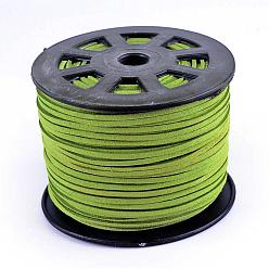 Yellow Green Faux Suede Cords, Faux Suede Lace, Yellow Green, 1/8 inch(3mm)x1.5mm, about 100yards/roll(91.44m/roll), 300 feet/roll