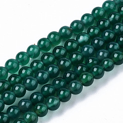 Зеленый агат Натуральный зеленый бисер пряди оникс Агат, окрашенные, круглые, 4 мм, отверстие : 0.5 мм, около 97~98 шт / нитка, 14.96 дюйм (38 см)