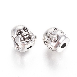 Antique Silver Tibetan Style Beads, Lead Free, Buddha, Antique Silver, 10x10x9mm, Hole: 2mm