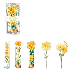 Amarillo 5 pegatinas autoadhesivas impermeables para mascotas con flores, para scrapbooking, manualidades de viaje, amarillo, 100x45 mm