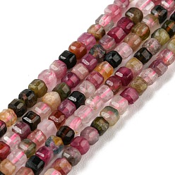 Tourmaline Natural Tourmaline Beads Strands, Faceted, Cube, 2x2x2mm, Hole: 0.6mm, about 160pcs/strand, 15.35 inch(39cm)