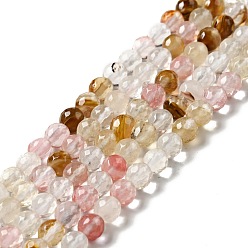 Cherry Quartz Glass Cherry Quartz Glass Beads Strands, Round, Faceted, 6mm, Hole: 1mm, about 62pcs/strand, 14.57''(37cm)
