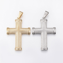 Mixed Color 304 Stainless Steel Pendants, Large Hole Pendants, Cross, Mixed Color, 45x31x3.5mm, Hole: 9x5mm