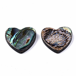 Coloré Coquille d'ormeau naturel / perles de coquille de paua, cœur, colorées, 20x20.5x3.5mm, Trou: 1mm