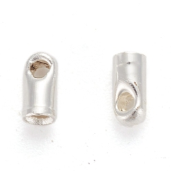 Argent Embouts de cordon de laiton  , couleur argent plaqué, 4x1.8mm, trou: 0.8 mm, diamètre intérieur: 1.2 mm