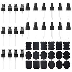 Black DIY Bottle KitS, with Glass Dropper Set Transfer Graduated Pipettes, Plastic Spray Head and Chalkboard Sticker Labels, Black