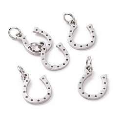 Stainless Steel Color 304 Stainless Steel Charms, Horseshoe, Stainless Steel Color, 13x10x1mm, Hole: 3mm