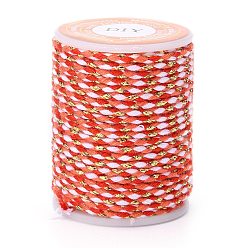 Rouge Orange Cordon en polycoton à plusieurs épaisseurs, corde de coton macramé faite à la main, pour les tentures murales en ficelle cintre pour plantes, tricot de ficelle de bricolage, rouge-orange, 4mm, environ 1.5 yards (4.3m)/rouleau
