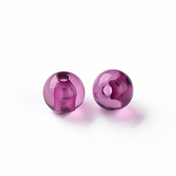 Magenta Transparent Acrylic Beads, Round, Magenta, 8x7mm, Hole: 2mm, about 1745pcs/500g