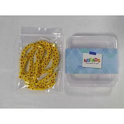 Jaune Nbeads 2 brins brins de perles de verre millefiori faits à la main, fleur, jaune, 4~7.2x2.6mm, Trou: 1mm, Environ 76~83 pcs/chapelet, 2 brins / boîte