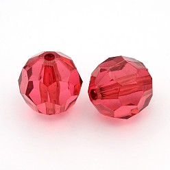 Medium Violet Red Transparent Acrylic Beads, Faceted, Round, Medium Violet Red, about 20 mm in diameter, hole: 2mm, about 120pcs/500g