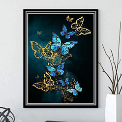 Cornflower Blue DIY Butterfly Theme Diamond Painting Kits, Including Canvas, Resin Rhinestones, Diamond Sticky Pen, Tray Plate and Glue Clay, Cornflower Blue, Packing Size: 300x400x30mm