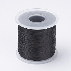 Negro Cadena japonesa de cristal elástico plano, hilo de cuentas elástico, para hacer la pulsera elástica, negro, 0.5 mm, aproximadamente 328.08 yardas (300 m) / rollo