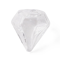 Clair Bouteilles en verre soufflé à la main, pour la fabrication de pendentifs pour flacons en verre, diamant, clair, 16~17x15~15.5x13.5~14.5mm, Trou: 2.5~5mm