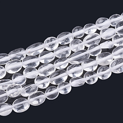 Cristal de cuarzo De perlas de cristal de cuarzo natural hebras, cuentas de cristal de roca, oval, 6~10x6~7x3~5 mm, agujero: 1 mm, sobre 55 unidades / cadena, 15.7 pulgada