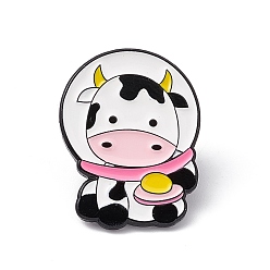 Cattle Space Theme Cute Animal Aolly Brooch for Backpack Clothes, Cow Pattern, 30.5x23x1.8mm, Pin: 1.2mm