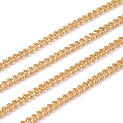 Real 18K Gold Plated Brass Curb Chains, Twisted Chains, Soldered, Long-Lasting Plated, with Spool, Real 18K Gold Plated, 4x3.2x1.5mm, about 16.4 Feet(5m)/roll