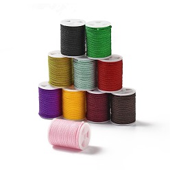 Mixed Color Braided Nylon Threads, Mambo Thread, with Spool, for Jewelry Making, Round, Mixed Color, 1mm, about 6 yards/roll