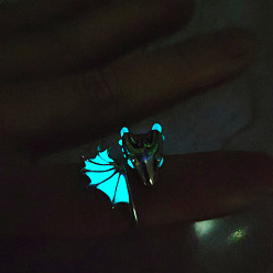 Бирюза Светящееся в темноте эмалированное кольцо-манжета с изображением дракона, ювелирные изделия из платинового сплава, бирюзовые, внутренний диаметр: 18 мм