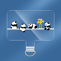 Panda PVC Plastic Mobile Phone Lanyard Transparent Patch Fixing Gasket, Rectangle, Panda, 5x3.6cm