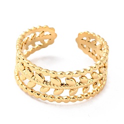 Oro Revestimiento iónico (ip) 304 anillos para los dedos de acero inoxidable, anillos del manguito, larga duración plateado, hoja, dorado, tamaño de EE. UU. 7 3/4 (17.9 mm), 6.5~8 mm