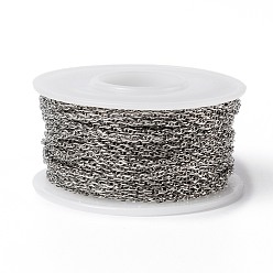 Stainless Steel Color 304 Stainless Steel Rope Chains, with Spool, Soldered, Stainless Steel Color, 2.5x2x0.3mm, about 32.8 Feet(10m)/roll