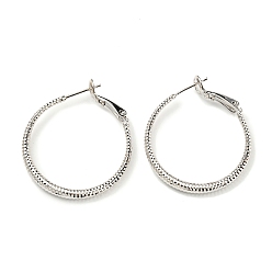 Platinum Twisted Big Ring Huggie Hoop Earrings for Girl Women, Long-Lasting Plated Brass Earrings, Platinum, 34.7x29x2.8mm, Pin: 0.8mm