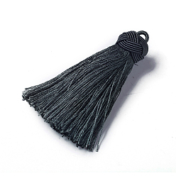 Темно-серый Нейлоновые кистовые подвески, темно-серый, 70~72x17~18 мм, отверстие : 3~4 мм