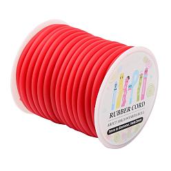Rouge Cordon de caoutchouc synthétique, creux, enroulé autour de plastique blanc bobine, rouge, 5mm, trou: 3mm, à propos de 10.94yards / roll (10m / roll)