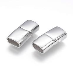 Stainless Steel Color 304 Stainless Steel Magnetic Clasps with Glue-in Ends, Rectangle, Stainless Steel Color, 24.5x12x7.5mm, Hole: 5x10mm