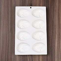 Others DIY Half Easter Surprise Eggs Food Grade Silicone Molds, Fondant Molds, Resin Casting Molds, for Chocolate, Candy, UV Resin & Epoxy Resin Craft Making, 8 Cavities, Crackle Pattern, 263x169x27mm, Hole: 8mm, Inner Diameter: 76.5x55mm