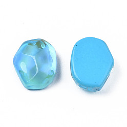 Aquamarine Glass Rhinestone Cabochons, Nail Art Decoration Accessories, Nuggets, Aquamarine, 10x8x3.5mm