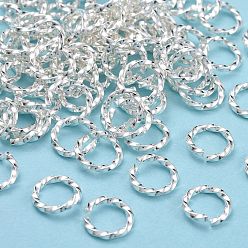 Серебро 304 кольца прыжок из нержавеющей стали, открытые кольца прыжок, скрученный, серебряные, 8x1.2 мм, Внутренний диаметр: 5.5~6 мм
