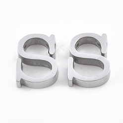 Letter S 304 подвески из нержавеющей стали, цвет нержавеющей стали, буквы, letter.s, 11x9x3 мм, отверстие : 1.8 мм