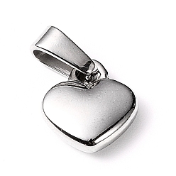 Stainless Steel Color 304 Stainless Steel Pendants, Puffed Heart, Stainless Steel Color, 16x16x5mm, Hole: 7x4mm