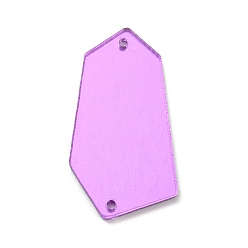Violet Miroir acrylique de forme hexagonale irrégulière cousu sur des strass, accessoires de vêtements, violette, 30.5x17x1.3mm, Trou: 1.2mm