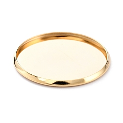 Golden 304 Stainless Steel Cabochon Settings, Plain Edge Bezel Cups, Flat Round, Golden, 27x2mm Tray:25mm