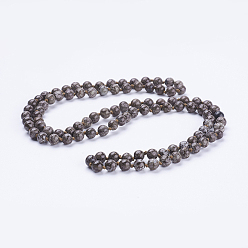 Snowflake Obsidian Natural Snowflake Obsidian Beaded Necklaces, Round, 36 inch(91.44cm)